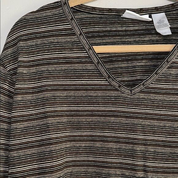 Liz Claiborne Striped Top with Grommet Accents - Picture 3 of 6
